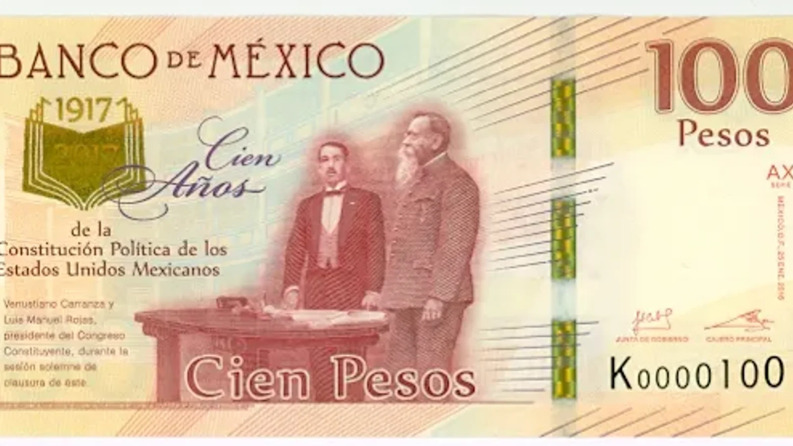 Billete de 100 pesos del Centenario de la Constitución: cuánto vale