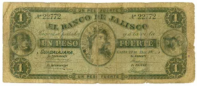 Anverso del Billete de 1 pesos (1914)