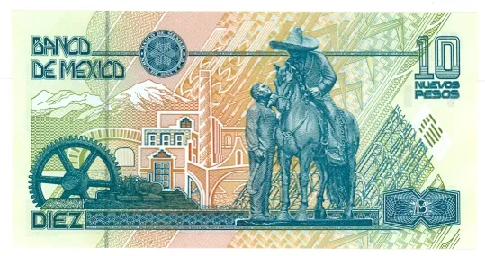 Reverso del Billete de 10 pesos (1992)