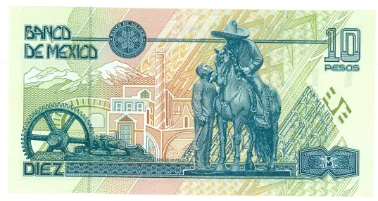 Reverso del Billete de 10 pesos (1994)