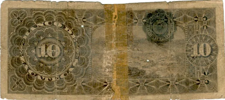 Reverso del Billete de 10 pesos (1892)