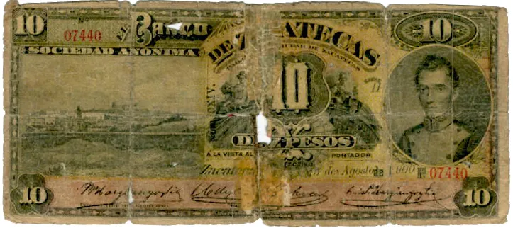 Anverso del Billete de 10 pesos (1900)