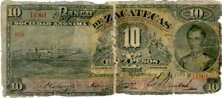 Anverso del Billete de 10 pesos (1908)