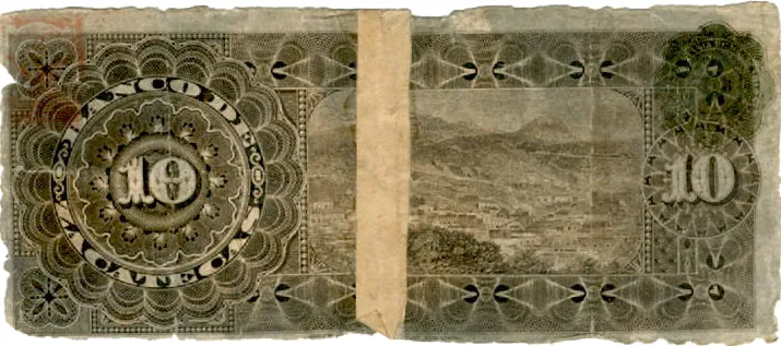 Reverso del Billete de 10 pesos (1908)