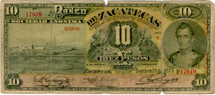 Anverso del Billete de 10 pesos (1909)