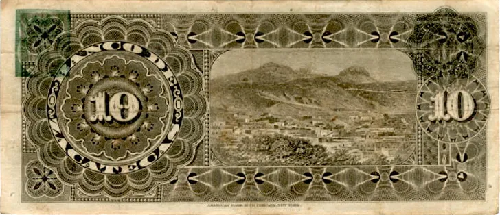 Reverso del Billete de 10 pesos (1912)