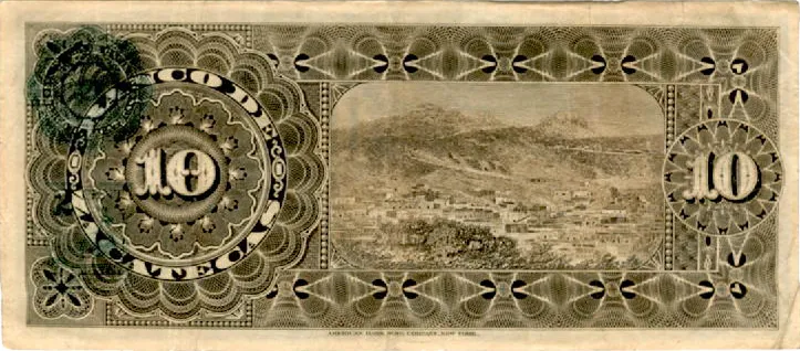 Reverso del Billete de 10 pesos (1914)