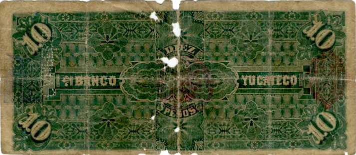 Reverso del Billete de 10 pesos (1898)