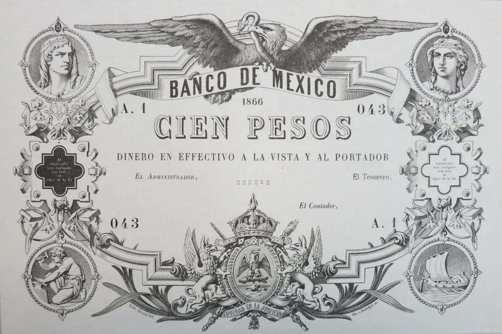 Anverso del Billete de 100 pesos (1866)