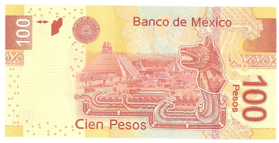 Reverso del Billete de 100 pesos de Nezahualcóyotl (2008)