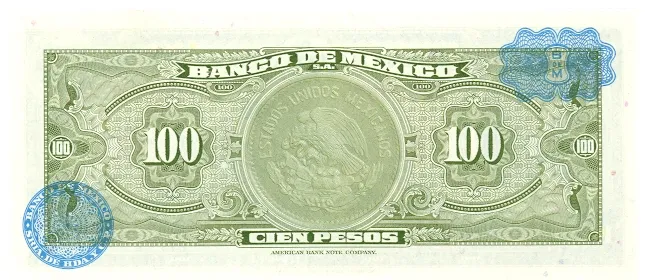 Reverso del Billete de 100 pesos