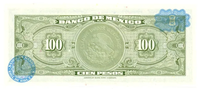 Reverso del Billete de 100 pesos (1973)
