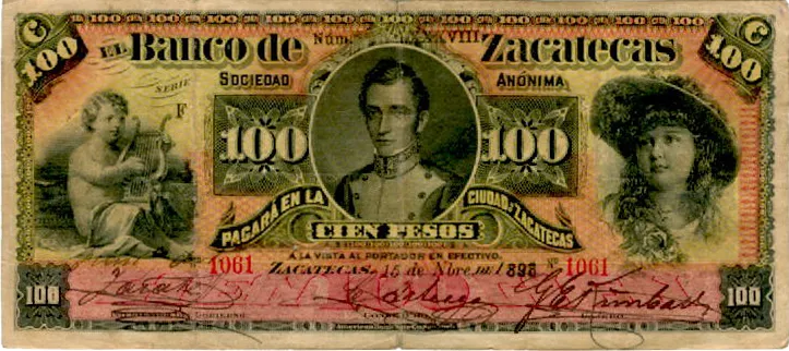 Anverso del Billete de 100 pesos (1896)