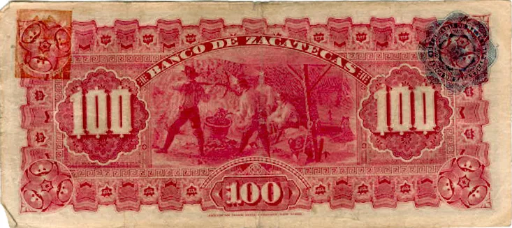 Reverso del Billete de 100 pesos (1912)