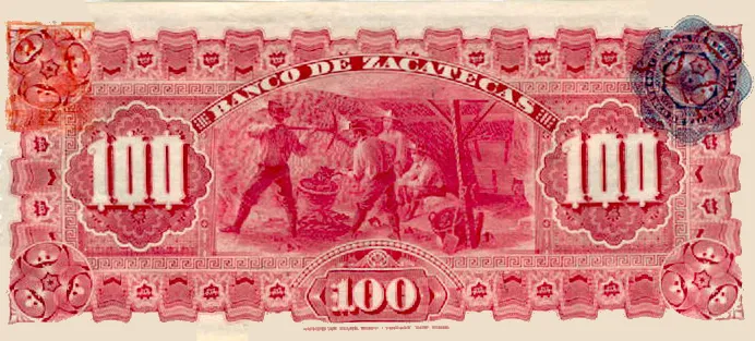 Reverso del Billete de 100 pesos (1914)