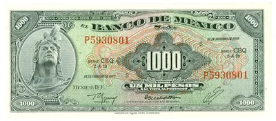 Billete de 1,000 pesos (1977)