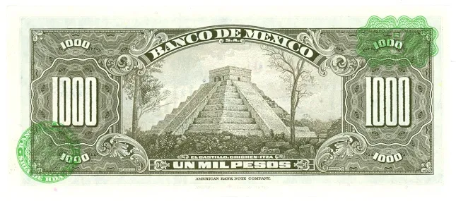 Reverso del Billete de 1,000 pesos (1977)