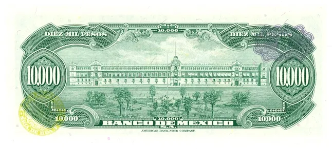 Reverso del Billete de 10,000 pesos (1978)