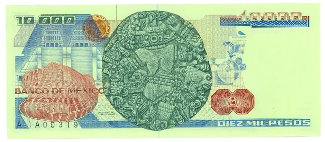 Reverso del Billete de 10,000 pesos (1981)