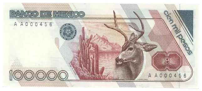Reverso del Billete de 100,000 pesos (1988)