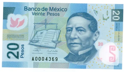 Anverso del Billete de 20 pesos de Benito Juárez (2006)