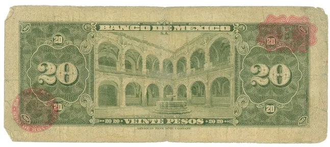 Reverso del Billete de 20 pesos (1967)
