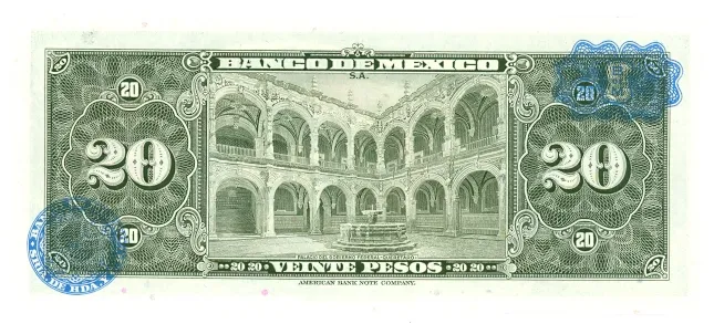 Reverso del Billete de 20 pesos (1970)