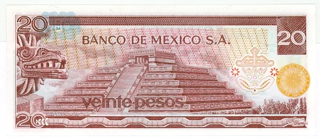 Reverso del Billete de 20 pesos (1972)