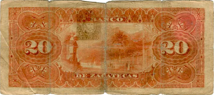 Reverso del Billete de 20 pesos (1891)