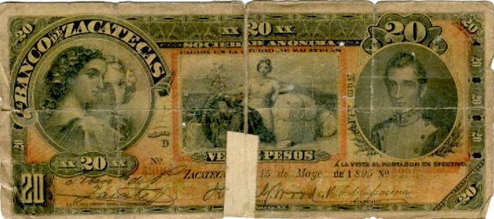 Anverso del Billete de 20 pesos (1895)
