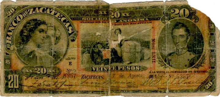 Anverso del Billete de 20 pesos (1897)