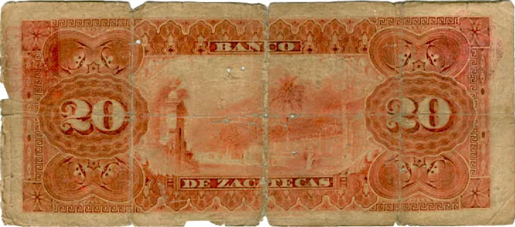 Reverso del Billete de 20 pesos (1899)