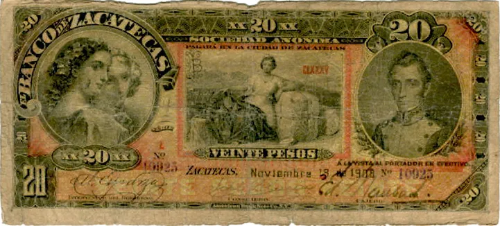 Anverso del Billete de 20 pesos (1908)