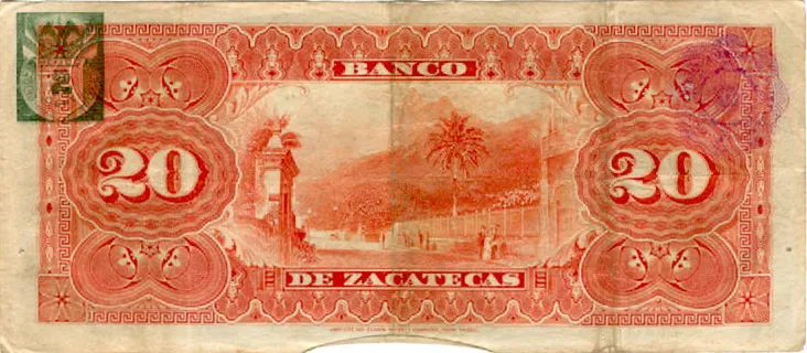 Reverso del Billete de 20 pesos (1912)