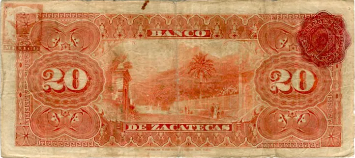 Reverso del Billete de 20 pesos (1914)