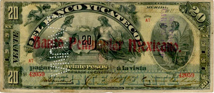 Anverso del Billete de 20 pesos