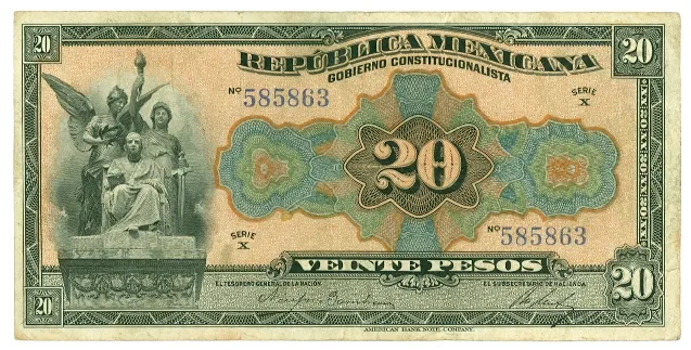 Anverso del Billete de 20 pesos (1915)