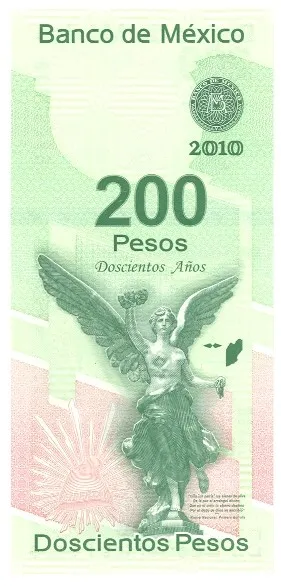 Reverso del Billete de 200 pesos de Miguel Hidalgo (2008)