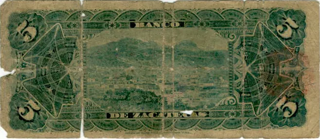 Reverso del Billete de 5 pesos (1900)