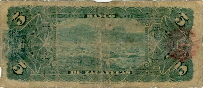 Reverso del Billete de 5 pesos (1906)