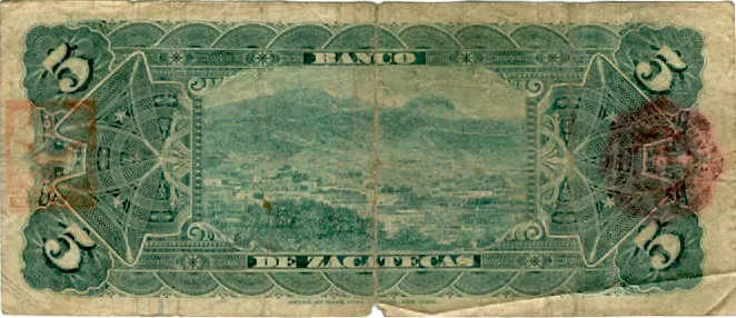 Reverso del Billete de 5 pesos (1908)