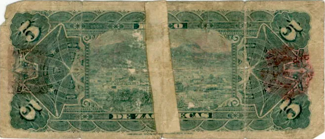 Reverso del Billete de 5 pesos (1909)