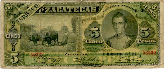 Anverso del Billete de 5 pesos (1912)