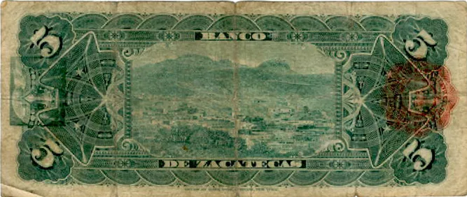 Reverso del Billete de 5 pesos (1912)