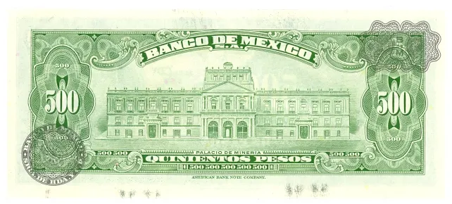 Reverso del Billete de 500 pesos (1978)