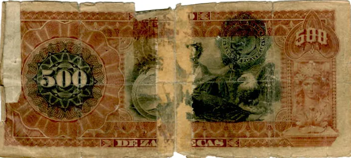 Reverso del Billete de 500 pesos (1891)
