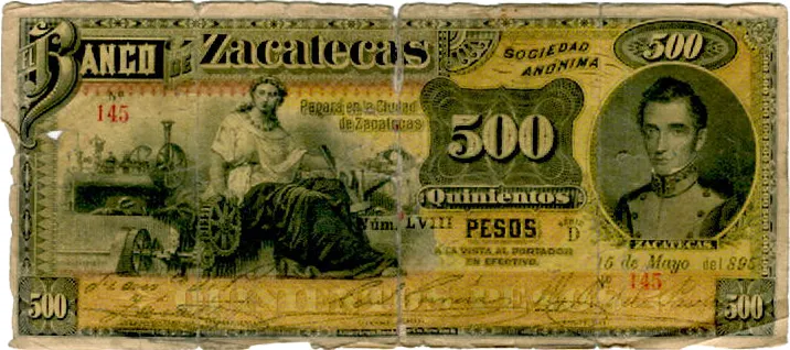 Anverso del Billete de 500 pesos (1895)