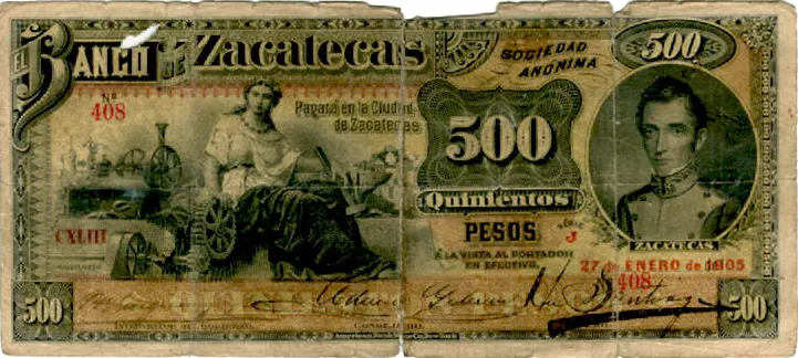 Anverso del Billete de 500 pesos (1905)