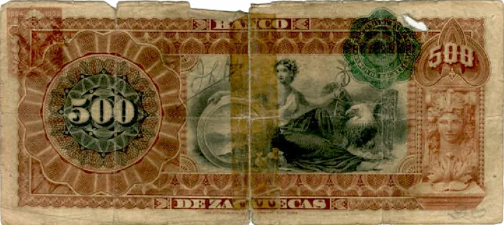 Reverso del Billete de 500 pesos (1905)