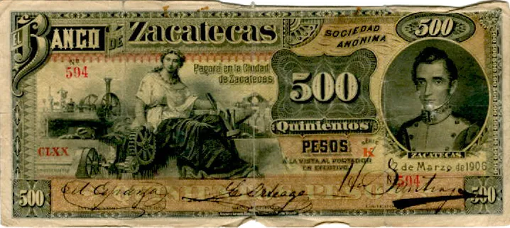 Anverso del Billete de 500 pesos (1906)